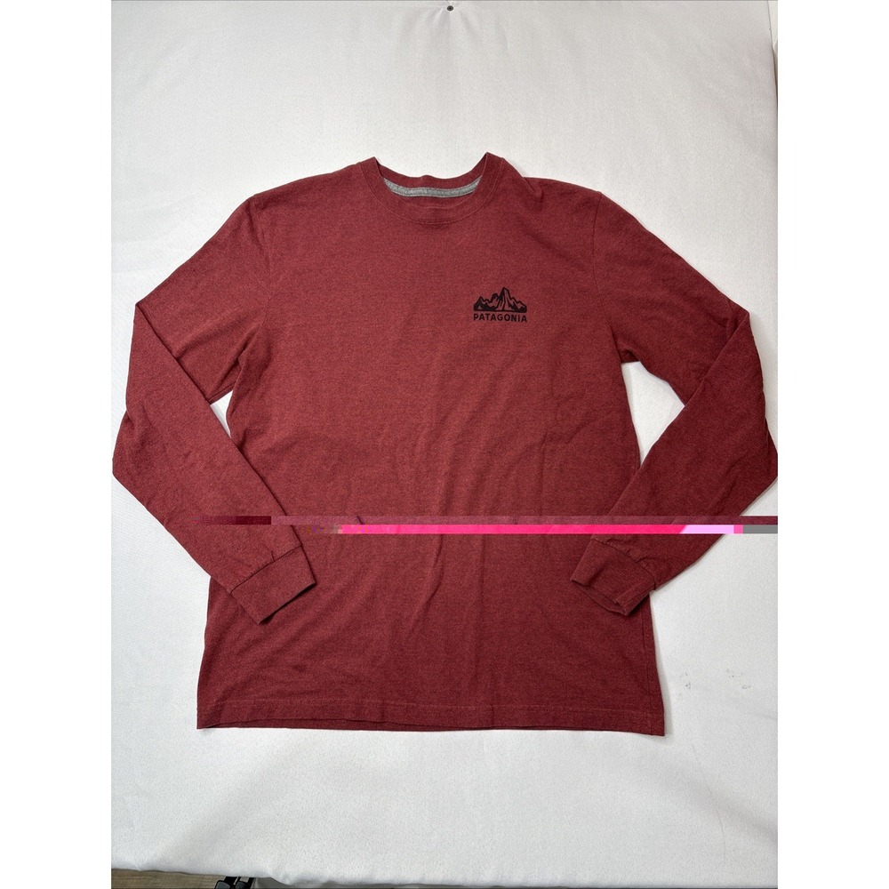 Patagonia Responsibili-Tee Long Sleeve Shirt Men's Small Red Polyester Cotton